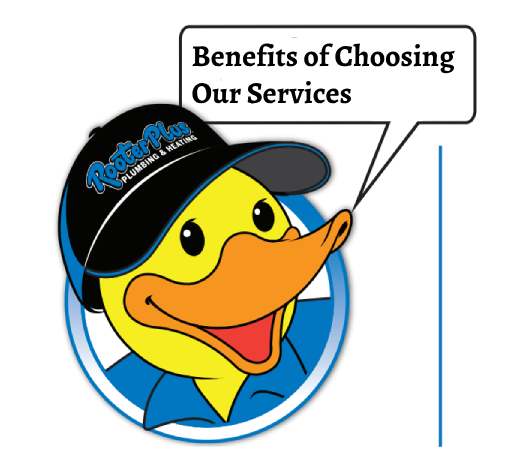 A picture of a duck with a speech bubble that says benefits of choosing our services