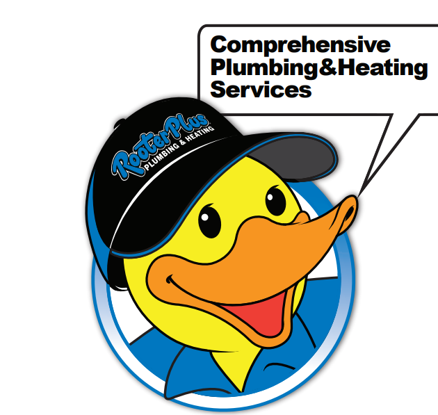 A rubber duck wearing a hat that says comprehensive plumbing & heating services