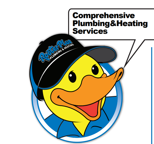 A rubber duck wearing a hat that says comprehensive plumbing & heating services