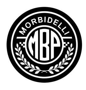 Logo Morbidelli in bianco e nero con iniziali 