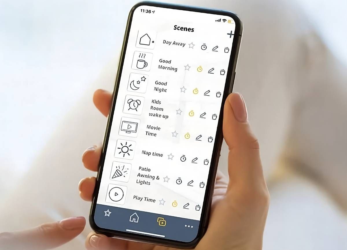 The Somfy® app with several rooms and options listed for control  near Norfolk, Nebraska
