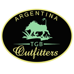 TGB Outfitters logo with black oval, yellow border, gaucho and cattle silhouette, “ARGENTINA” and “Outfitters” text