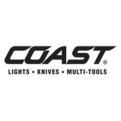 COAST logo with tagline “Lights • Knives • Multi-Tools” in black on white background