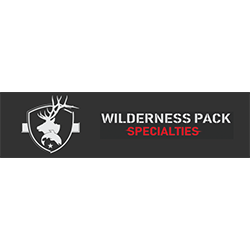 Wilderness Pack Specialties logo with white deer emblem on dark gray background