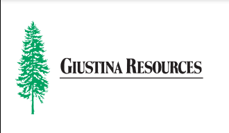 Giustina Resources logo with green tree graphic and black serif text