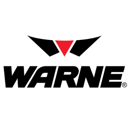 Warne logo with black text and a red-and-black triangular emblem