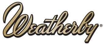 Weatherly logo in gold script with black outline on a transparent background
