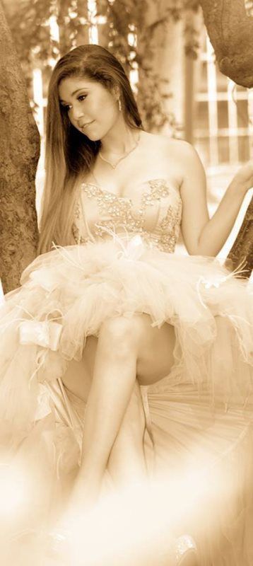 Edited image of a woman wearing gown