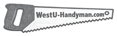 Blue WestU-Handyman logo with a house-shaped &ldquo;W&rdquo; and crossed tools underneath