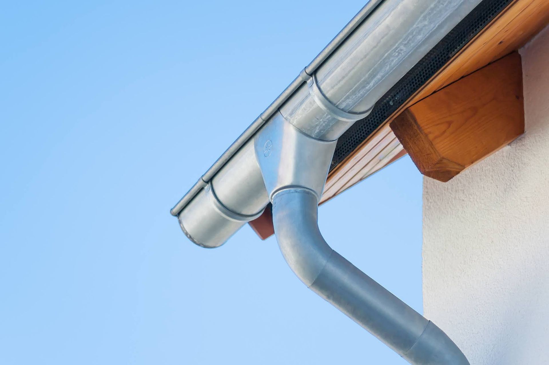 Metal gutter on house
