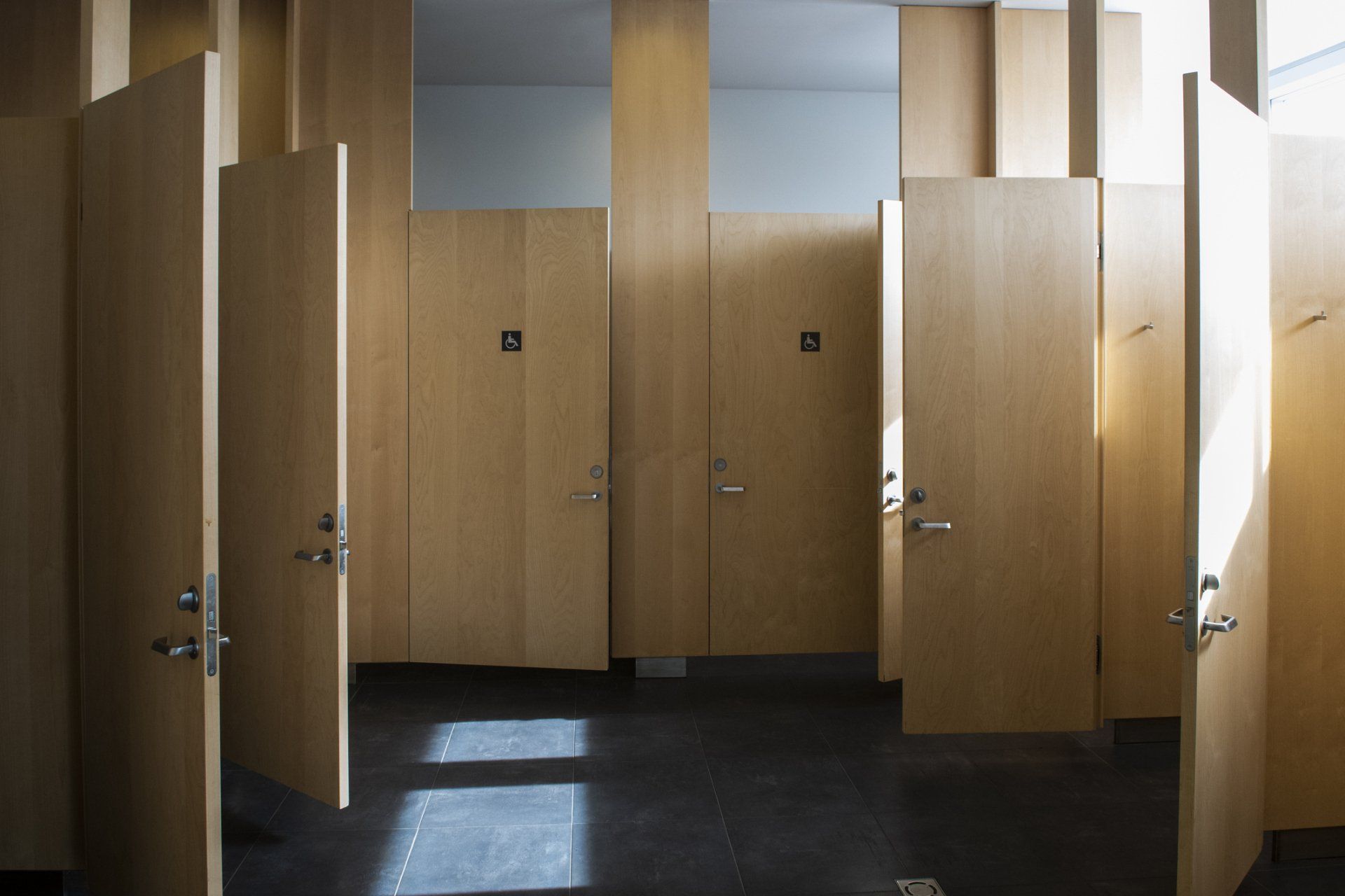 Open And Close Doors In Public Toilet - Baton Rouge, LA - American Door & Hardware LLC
