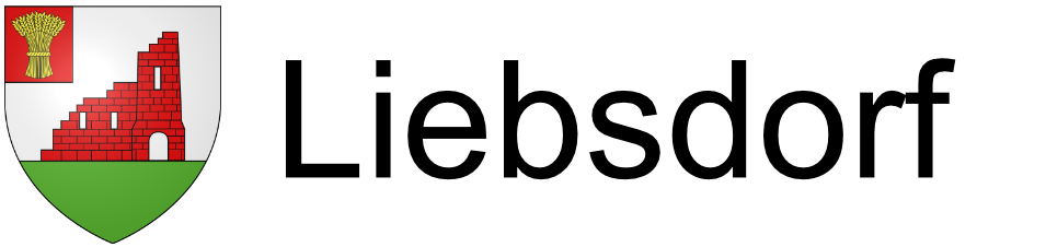 Le blason de Liebsdorf représente une gerbe de blé avec les ruines du château du Liebenstein.