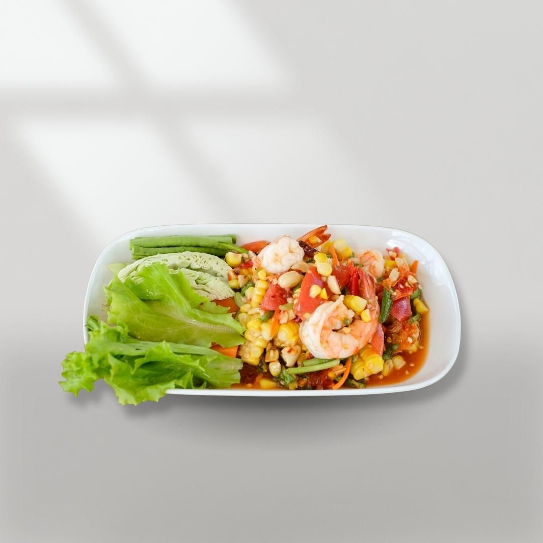 ส้มตำข้าวโพดกุ้งสด 