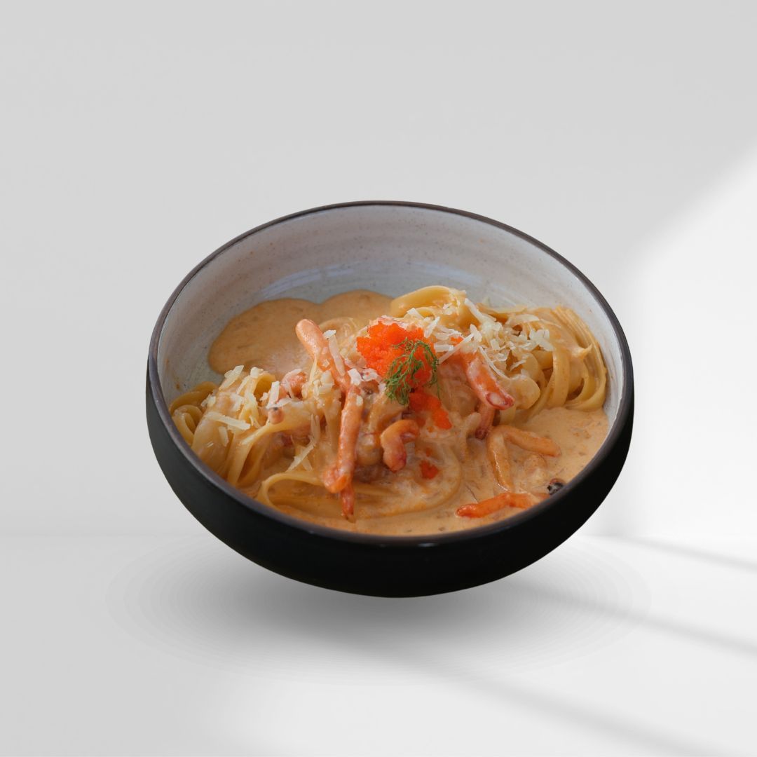 พาสต้าครีมไข่กุ้ง เมนูร้านอาหาร ภัตตะ วังน้ำเขียว