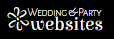 Wedding & Party Websites logo with white flower icon and text on a black background