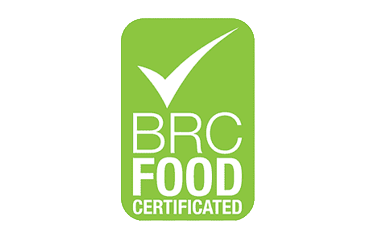BRC Food Certified green logo with white check mark and text