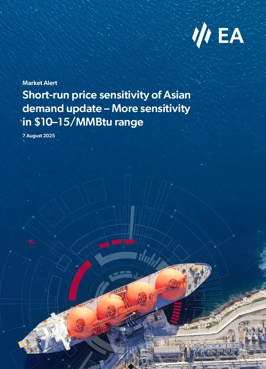 Short-run price sensitivity of Asian demand update – More sensitivity in $10–15/MMBtu range