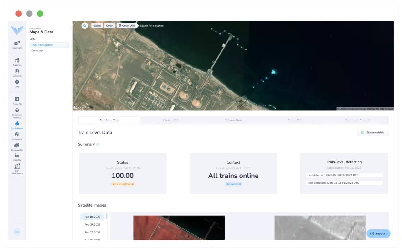 Kayrros LNG Intelligence - platform