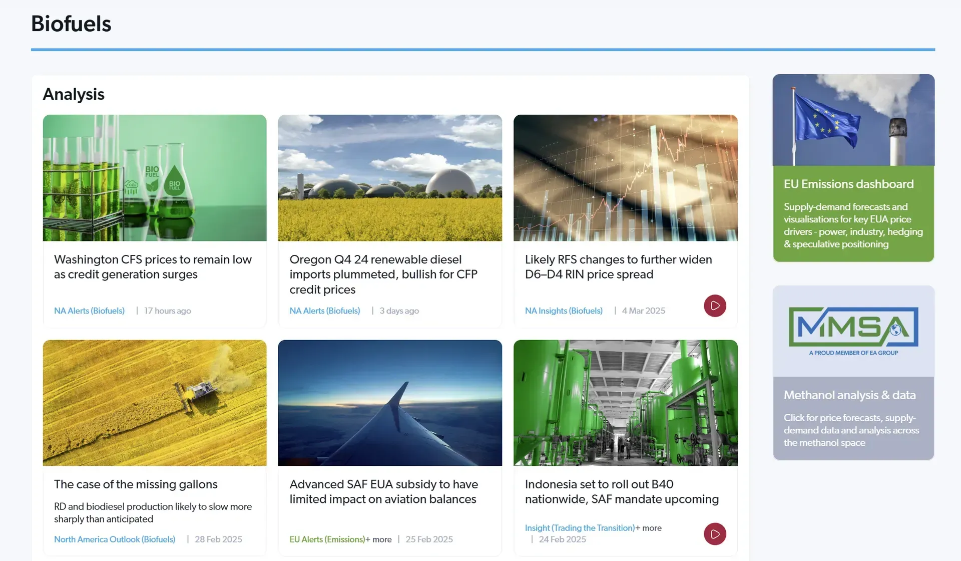 North America Biofuels portal view