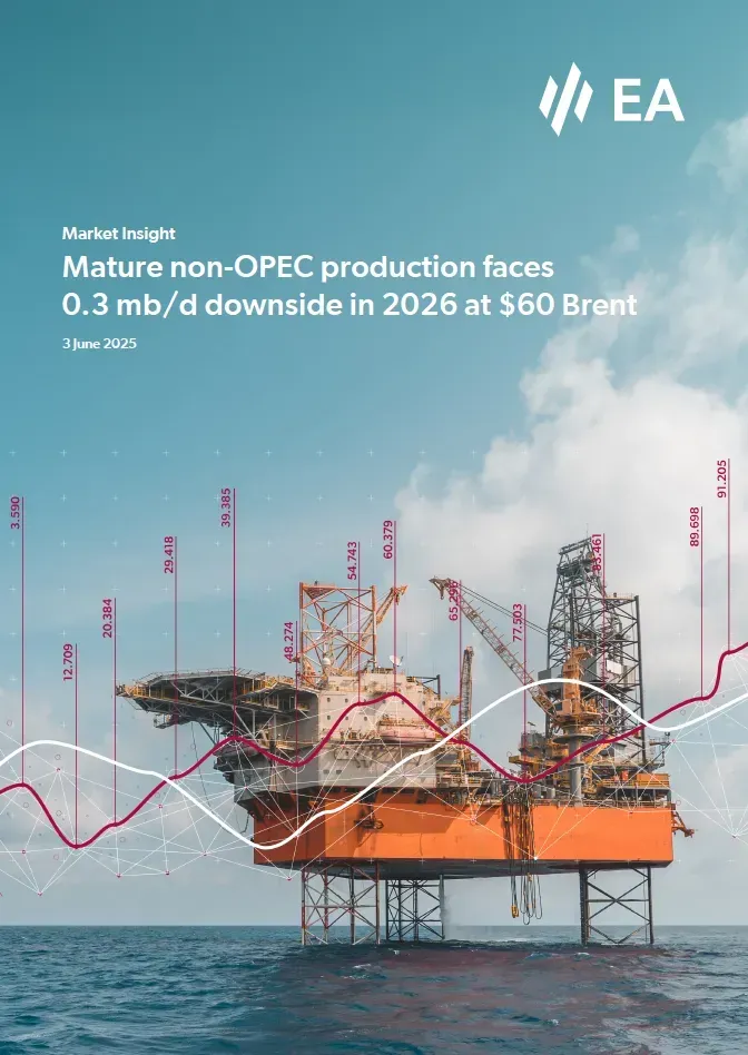 Mature non-OPEC production faces 0.3 mb/d downside in 2026 at $60 Brent