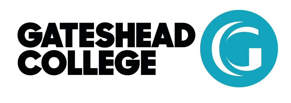 Gateshead College logo with black text and a teal circular “G” icon