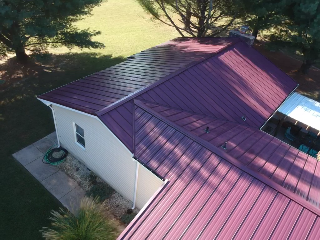 maroon metal roof