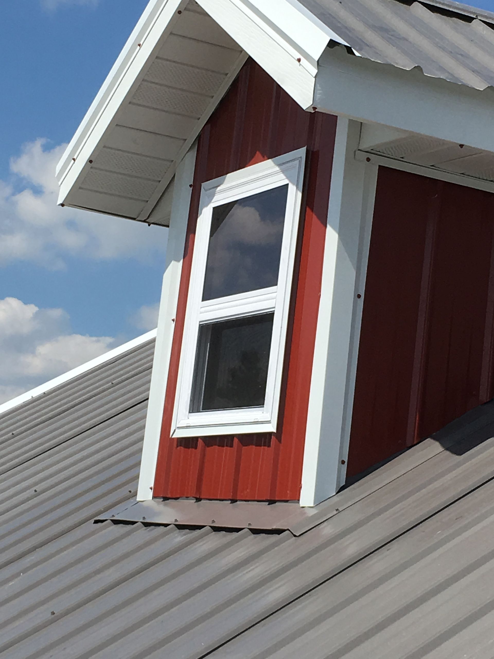 Red metal siding