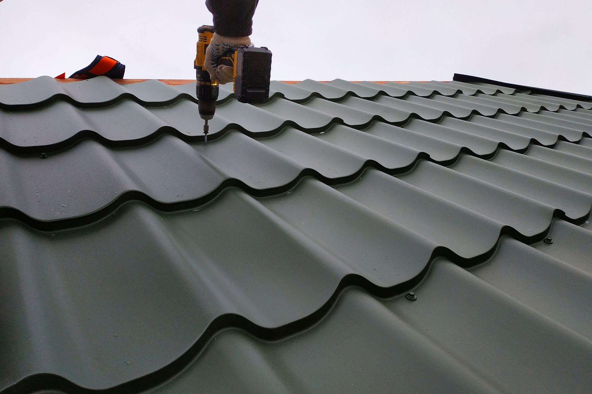 Black metal paneled roof
