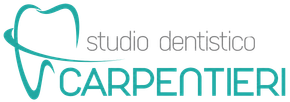Logo dello Studio dentistico Carpentieri con icona di un dente turchese e testo grigio.