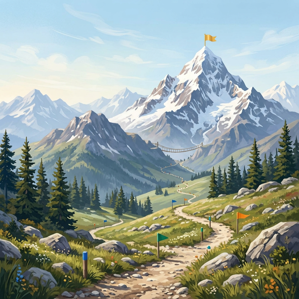 Mountain journey illustration