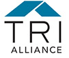 Logo of TRI Alliance with a blue roof shape over the black text "TRI ALLIANCE".