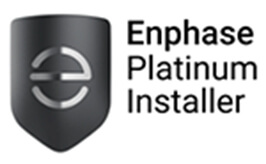 Enphase Platinum Installer logo: Black shield with silver "e" inside, text "Enphase Platinum Installer".