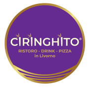 Logo Ciringhito viola con bordo dorato e scritta &ldquo;RISTORO &middot; DRINK &middot; PIZZA a Livorno&rdquo;