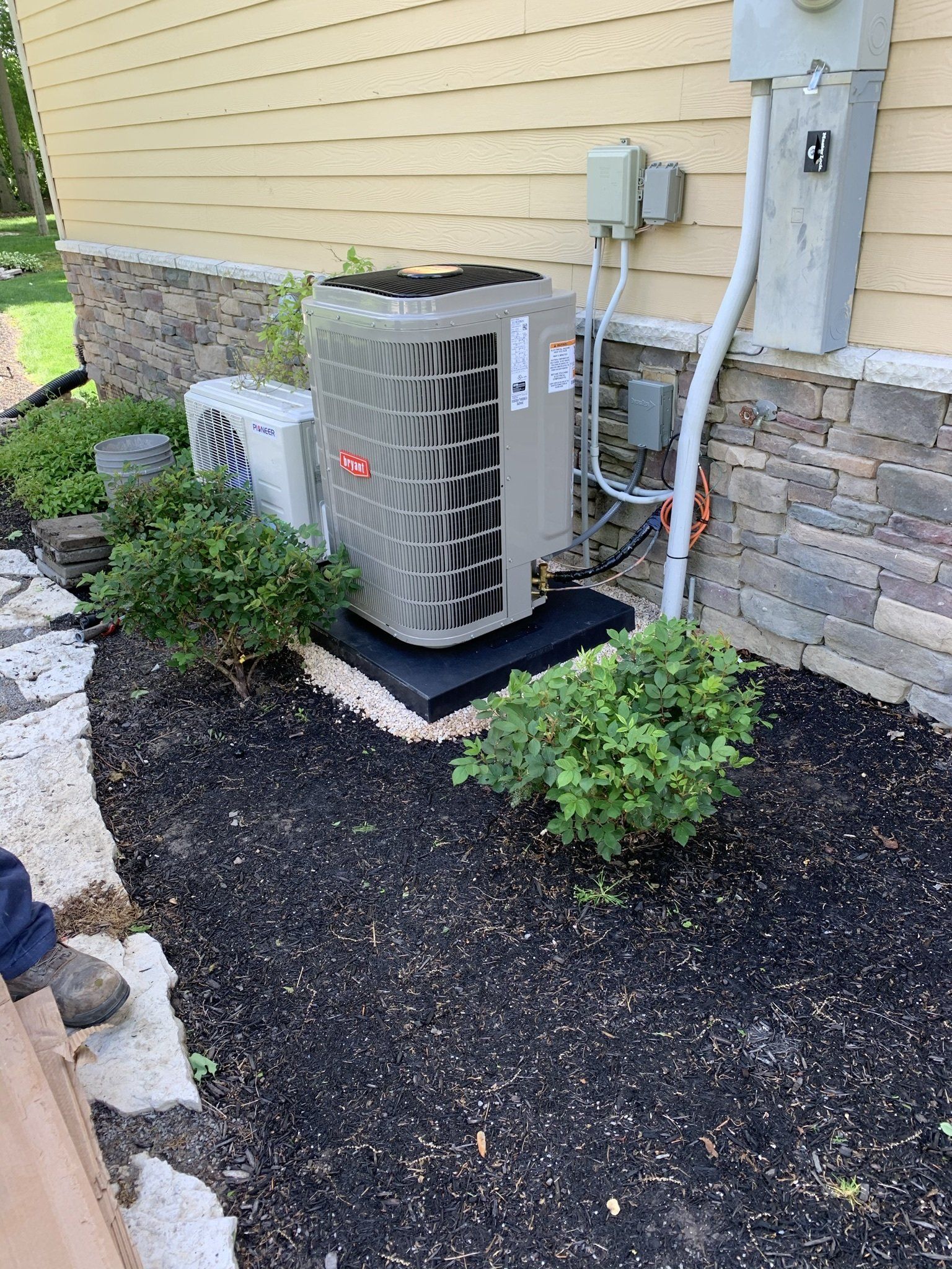 Heat Pump Installed on a Bricked House — Spencerville, OH — Matt’s Heating & Cooling LLC