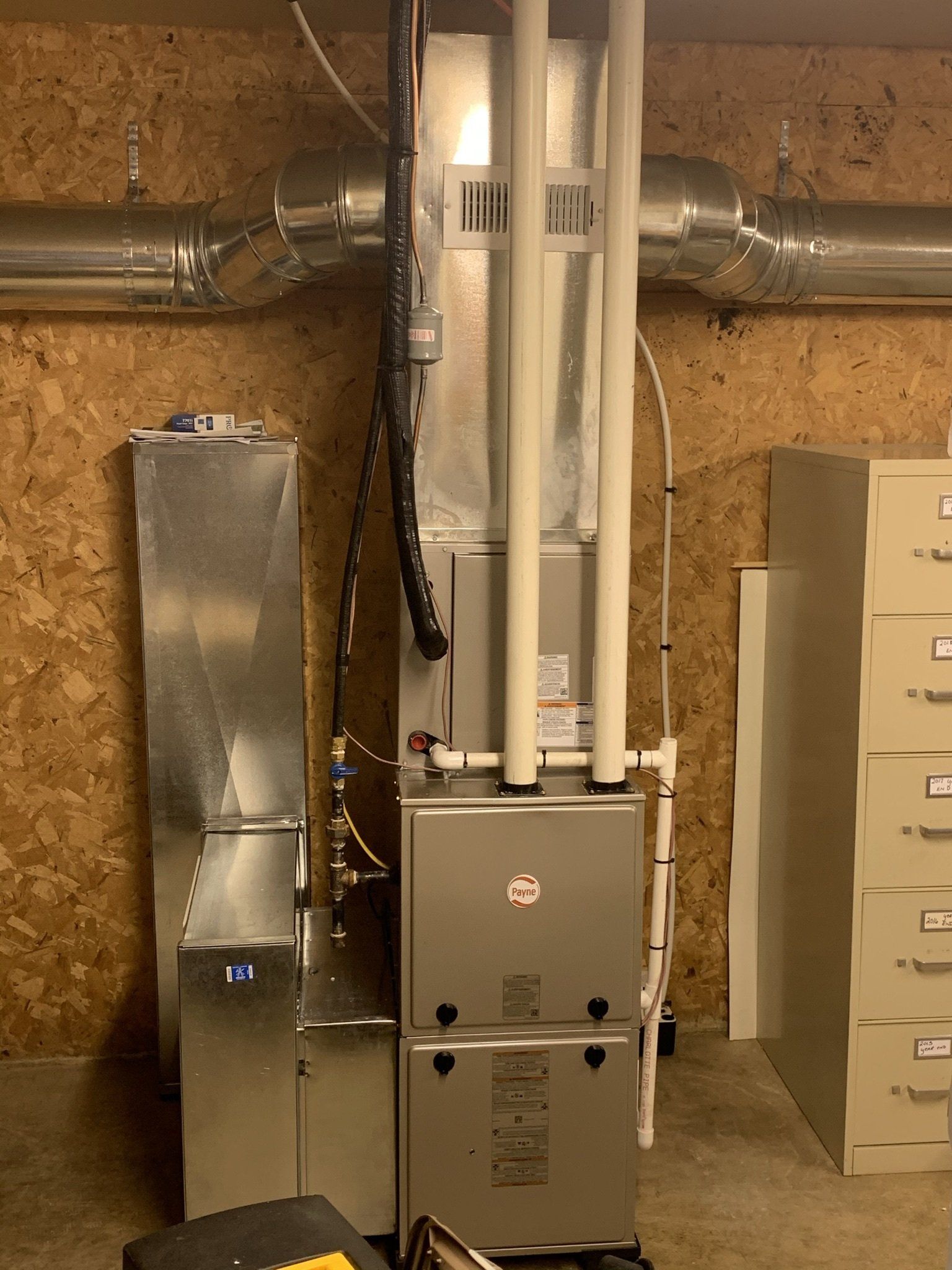 Newly Installed HVAC Machine Two Big Metal Pipes — Spencerville, OH — Matt’s Heating & Cooling LLC