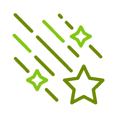 A green icon of a star falling from the sky.
