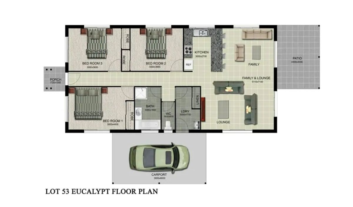 Lot 53 Eucalypt Floor Plan — Country to Coast Homes In Gregory River, QLD