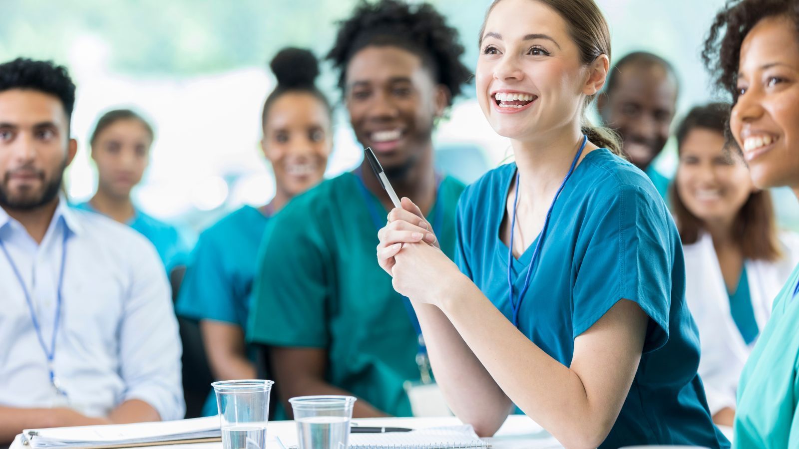 Students in massage therapy school