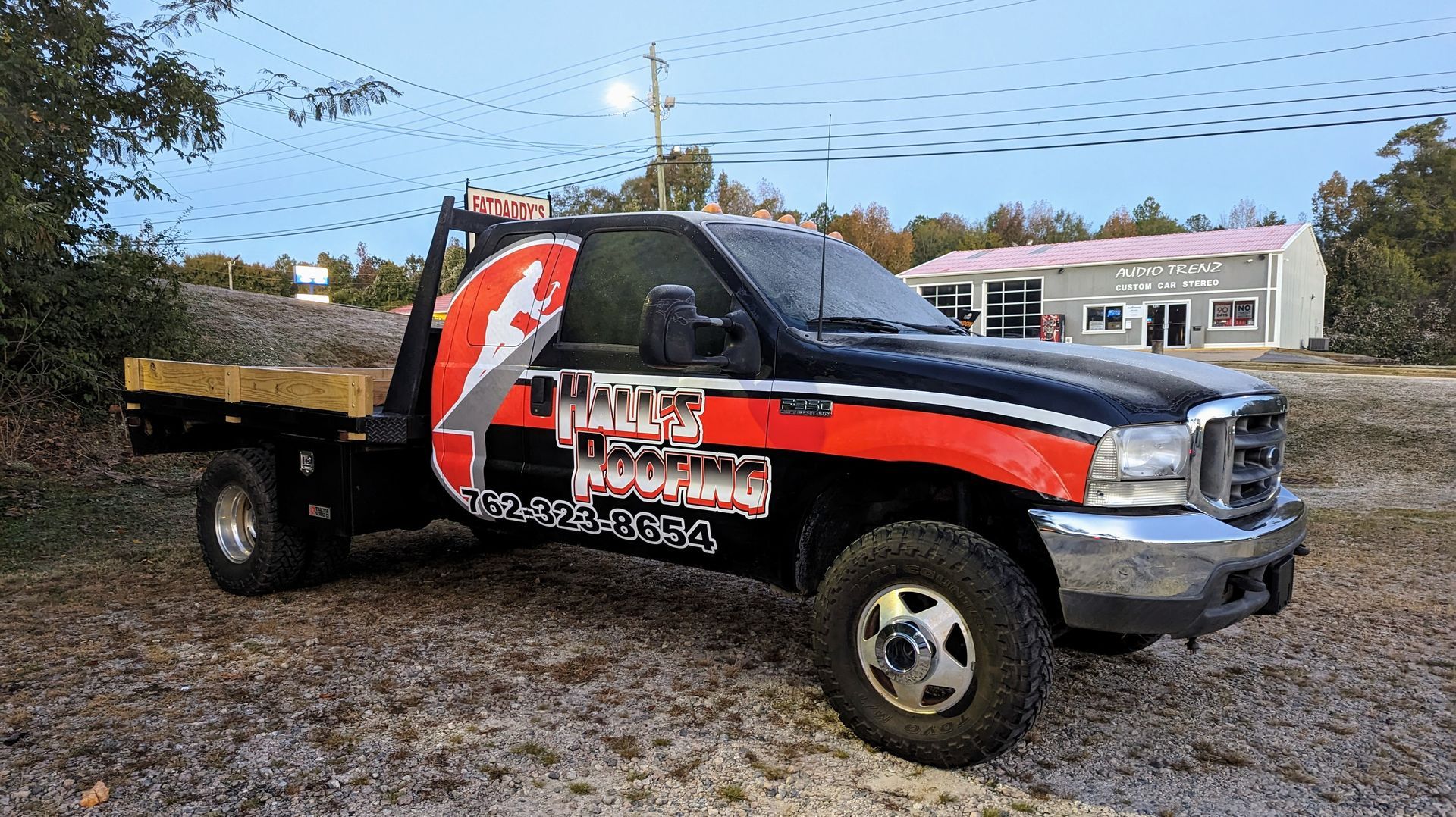 full custom printed wrap red, black, gray and white with logos