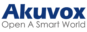Akuvox logo with dark blue text and the tagline