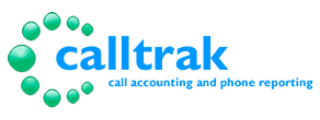 CallTrak logo: blue text and green circle of dots,