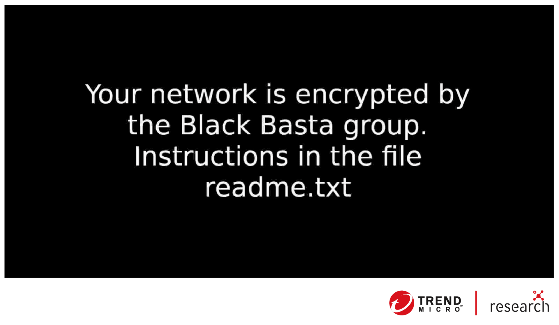 Black screen with white text: