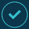 Check mark icon in a teal circle.