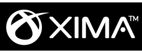 Logo of XIMA in white text on a black rectangle, with a stylized