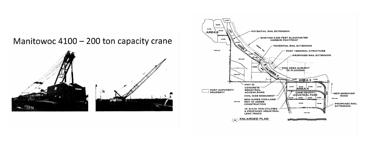 Manitowoc 4100 230-ton capacity crane with boom and technical schematic diagram
