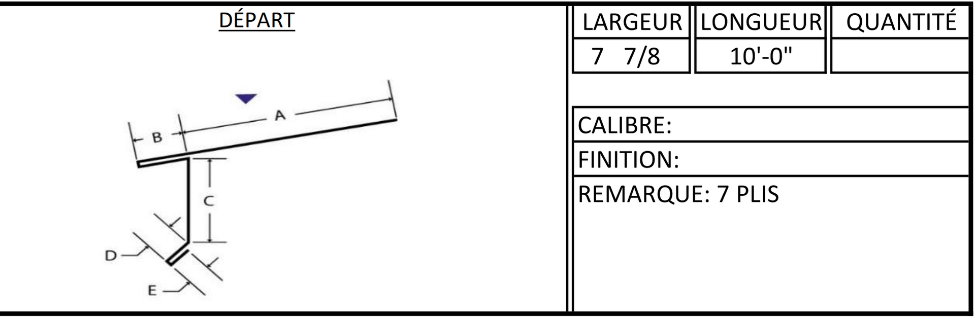 A black and white drawing of a piece of metal with measurements