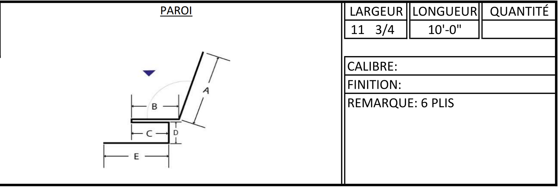A drawing of a staircase with a length of 11 3/4 inches
