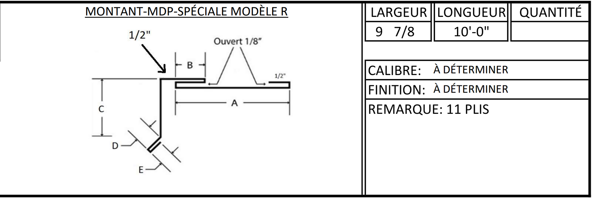 A black and white drawing of a piece of metal with measurements