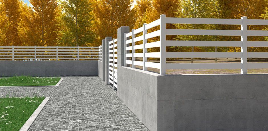 Valla PVC blanco Dlimity Aquiles 100. Sin mantenimiento. Valla abierta para jardin, casa, finca, separacion de ambientes. Lamas y postes de PVC. 20 años de garantia. Fabricacion a medida, entrega en kit. 