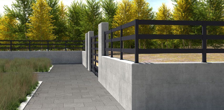 Valla Dlimity Horizon 200 aluminio. Valla abierta. Lamas y postes de aluminio gris. Separación entre lamas 200 mm. Valla para jardin, casa, finca, separacion de ambientes. 7 años de garantia. Fabricacion a medida, entrega en kit. 